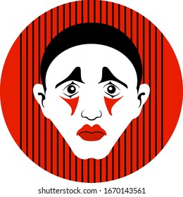 Vintage mime, great design for any purposes. Human character illustration. Decoration element. Vector vintage illustration.  emblem of theater.