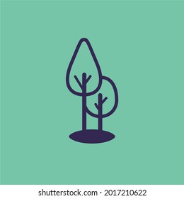 Vintage, Minalist Tree Outline Vector Icon Illustration