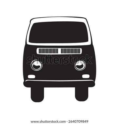 vintage mini van silhouette design. classic automobile sign and symbol.