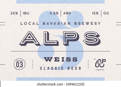 Vintage Minimal Beer Label. Set Of Graphic Modern Vintage Label, Tag, Sticker For Brand, Logo, Packing. Retro Design Minimal Label, Tag Or Card, Classic Old School Style, Typography. Vector Illustration