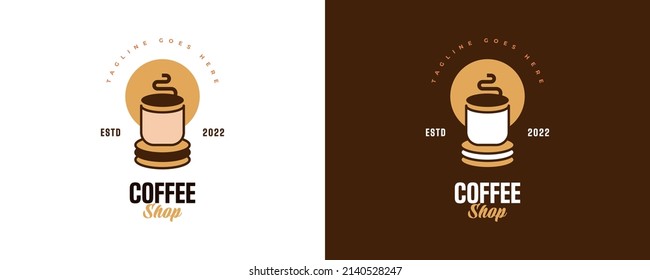Vintage and Minimal Coffee Shop Logo. Cafe Logo or Emblem with Retro Style