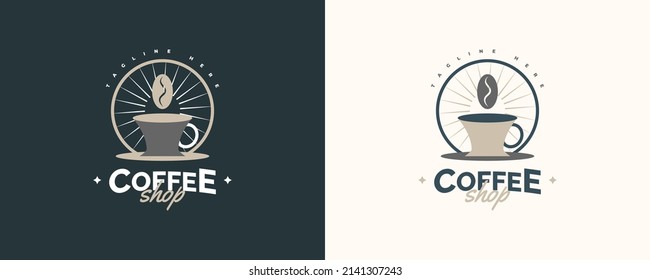 Vintage and Minimal Coffee Shop Logo. Cafe Logo or Emblem with Retro Style