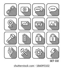 vintage minimal flat icon set with shadow