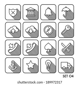 vintage minimal flat icon set with shadow