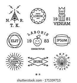 vintage minimal labels with king, shield