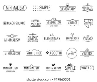 Vintage minimal vector logos with simple shapes. Modern luxury emblems for shopping tag. Vintage emblem graphic decoration frame illustration