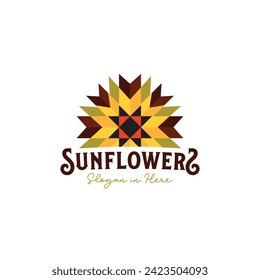 Vintage Minimalist Abstract sunflower Farm Logo Design Vector Illustration