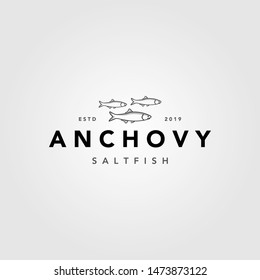 Vintage Minimalist Anchovy Fish Logo Label Emblem Packaging Designs