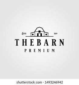 vintage minimalist line barn building logo design illustration