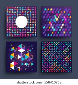Vintage minimalistic simple vector backgrounds with geometry shapes for covers, placards, posters, flyers and banner design. Illustration of colored minimalistic banners.