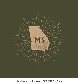 Vintage Minnesota, USA map with grunge texture and emblem. Minnesota vintage print for t-shirt. Trendy Hipster design. Vector illustration