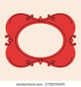 Vintage mirror frame. Antique empty photo frame with ornaments, retro baroque rococo decorative border, modern elegant mirror flat cartoon style. Vector isolated illustration.
