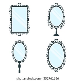 vintage mirror set on a white background