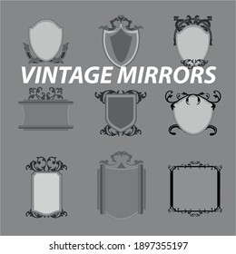 vintage mirrors different size vector