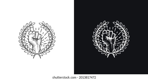 Vintage mixed martial arts logo, badge or emblem. Vector illustration