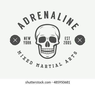 Vintage mixed martial arts logo, badge or emblems. Vector illustration. Graphic Art.

