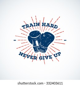 Vintage Mixed Martial Arts Logotype with Motivational Quote. Template for t-shirt, cover, poster or other art works.