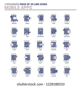 Vintage Mobile apps Icon set - 25 Flat Line icon set