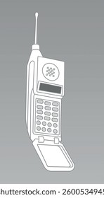 Vintage mobile phone with antenna and keypad