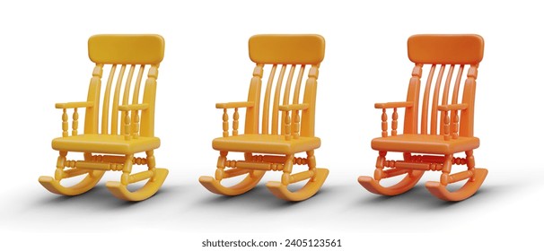 Vintage model of rocking armchair with rockers, detailed stretchers. Carpentry, furniture production to order. Illustrations for antique shop. Furniture for home comfort