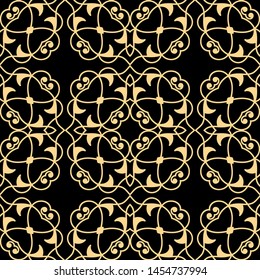 Vintage modern art deco abstract geometric seamless golden pattern. Print for textile, wallpaper, wrapping.