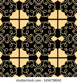 Vintage modern art deco abstract geometric seamless golden pattern. Print for textile, wallpaper, wrapping.