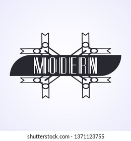 Vintage modern art deco frame design for labels, banner, logo, emblem, apparel, t- shirts, sticker and other design object. Vector illustration