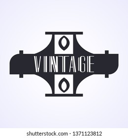 Vintage modern art deco frame design for labels, banner, logo, emblem, apparel, t- shirts, sticker and other design object. Vector illustration