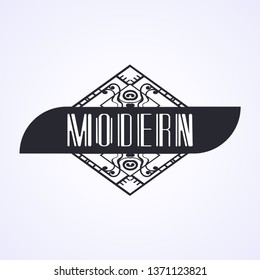 Vintage modern art deco frame design for labels, banner, logo, emblem, apparel, t- shirts, sticker and other design object. Vector illustration