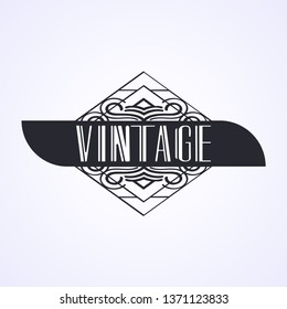 Vintage modern art deco frame design for labels, banner, logo, emblem, apparel, t- shirts, sticker and other design object. Vector illustration