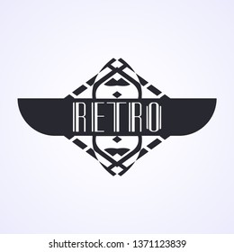 Vintage modern art deco frame design for labels, banner, logo, emblem, apparel, t- shirts, sticker and other design object. Vector illustration