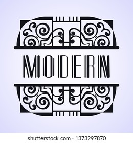 Vintage modern art deco frame design for labels, banner, logo, emblem, apparel, t- shirts, sticker, packaging of luxury products and other design objects