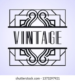 Vintage modern art deco frame design for labels, banner, logo, emblem, apparel, t- shirts, sticker, packaging of luxury products and other design objects