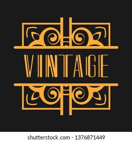 Vintage modern art deco frame design for labels, banner, logo, emblem, apparel, t-shirts, sticker, packaging of luxury products and other design objects