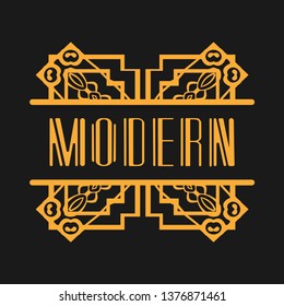 Vintage modern art deco frame design for labels, banner, logo, emblem, apparel, t-shirts, sticker, packaging of luxury products and other design objects