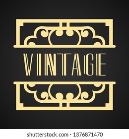 Vintage modern art deco frame design for labels, banner, logo, emblem, apparel, t-shirts, sticker, packaging of luxury products and other design objects