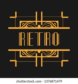 Vintage modern art deco frame design for labels, banner, logo, emblem, apparel, t-shirts, sticker, packaging of luxury products and other design objects