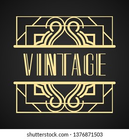 Vintage modern art deco frame design for labels, banner, logo, emblem, apparel, t-shirts, sticker, packaging of luxury products and other design objects