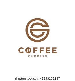 vintage and modern coffee cupping with letter C logo design