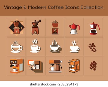 Vintage and Modern Coffee Icons Collection