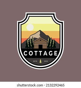 Vintage modern cottage cabin emblem logo vector illustration