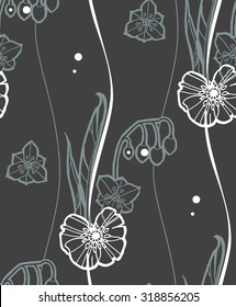 Vintage & modern dark seamless pattern. Vector illustration.