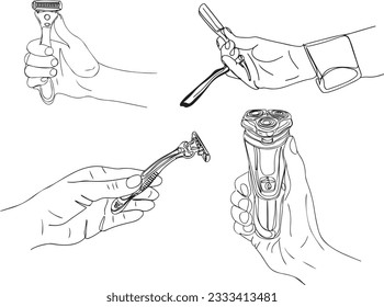 Vintage to Modern: Evolution of Razors - Sketch Drawing, The Shaving Revolution: Sketching the Razor's Journey, Illustrating the Shaving Tech: Old to New Razor