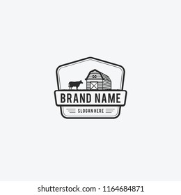 vintage and modern farm badge logo. Vector illustration