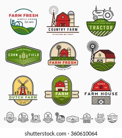 Vintage modern farm logo template design. Vector illustration