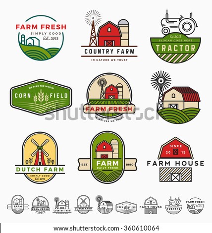 Vintage Modern Farm Logo Template Design Stock Vector (Royalty Free