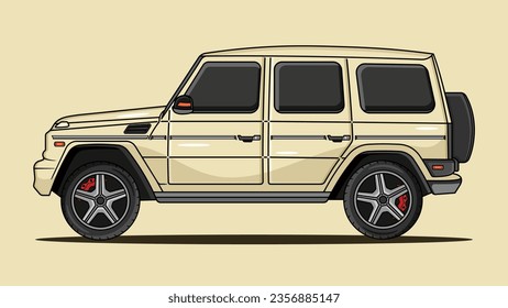 Vintage modern jeep illustration yellow color, off road car vector, isolated vehicle vector
