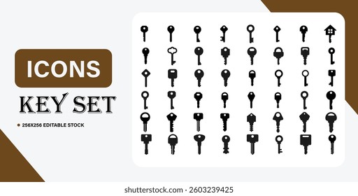 Vintage and Modern Key Icon Set Vector Keys for Security  Antique and Lock Designs.