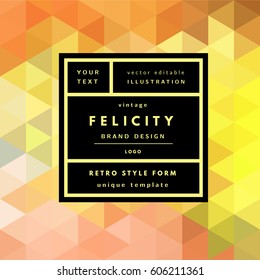 Vintage modern logo in frame on abstract background. Retro label package template