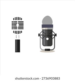 Vintage and Modern Microphone Icon Vector Illustration